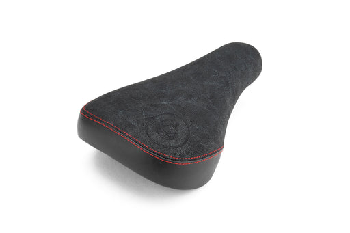 Top view of the Cinema Waxed Canvas stealth seat in black, pivotal seat, bmx seat