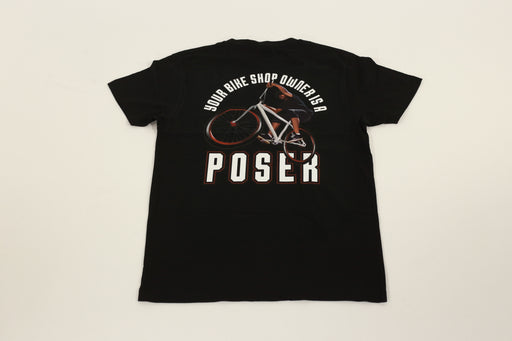 Back view of the Stacked Poser T-shirt in black, poser t-shirt, poser clothing, bmx t-shirt