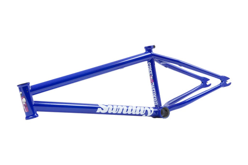 Side view of the Sunday Street Sweeper frame in metallic blue