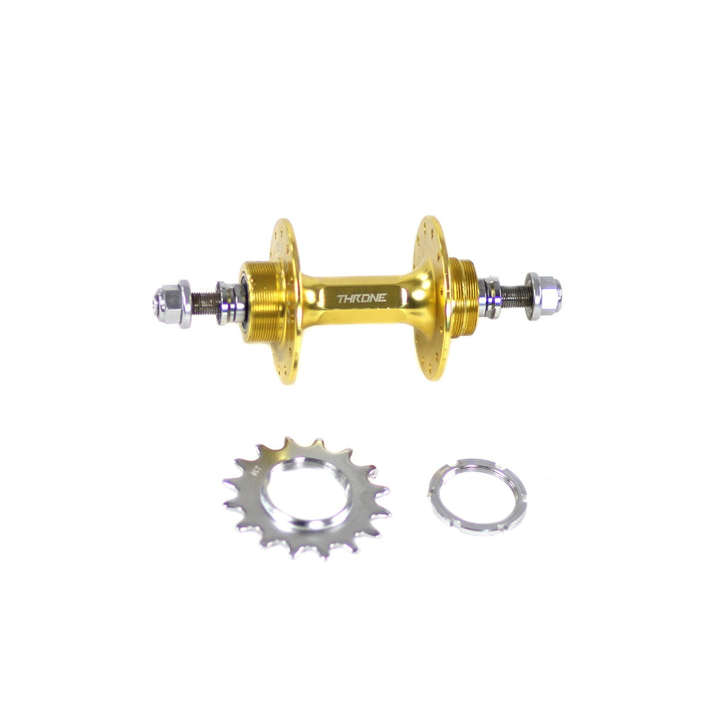 Front view of the Throne Fixed hub in gold