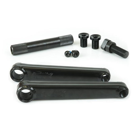 Complete view of the Total Hangover H2 cranks in black, BMX Cranks, total cranks, three piece crank set